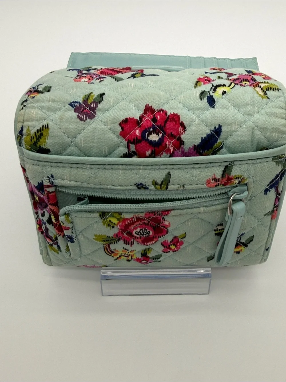 Vera Bradley Quilted Floral Trifold Wallet in Mint Green - Picture 6 of 9